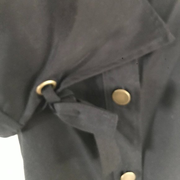 Three Dots Black Tencel Button Down Grommet Tie Wrist Blouse Sz S - Picture 5 of 9